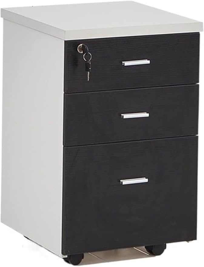 File Cabinet Rolling File Cabinet with Lock 3 Drawer Vertical File Cabinet Under Desk Office Filing Cabinet(Color:A)