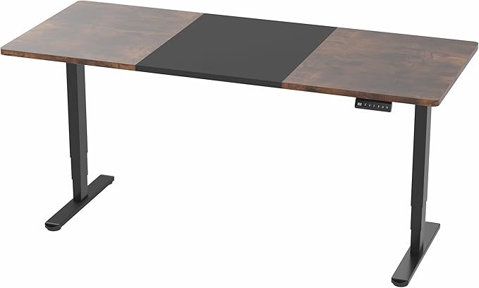 VIVO Electric 71 x 30 in Dual Motor Rustic Sit Stand Desk Memory Height Adjustment 2B Series Black and Vintage Brown Top Black Frame DESK-KIT-2B7BN