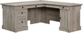 Pemberly Row 65 x 69 Contemporary Engineered Wood L-Shaped Desk with Storage Drawers Flip-Down Panel Grommet Holes for Home Office/Workspace in Split Oak Finish