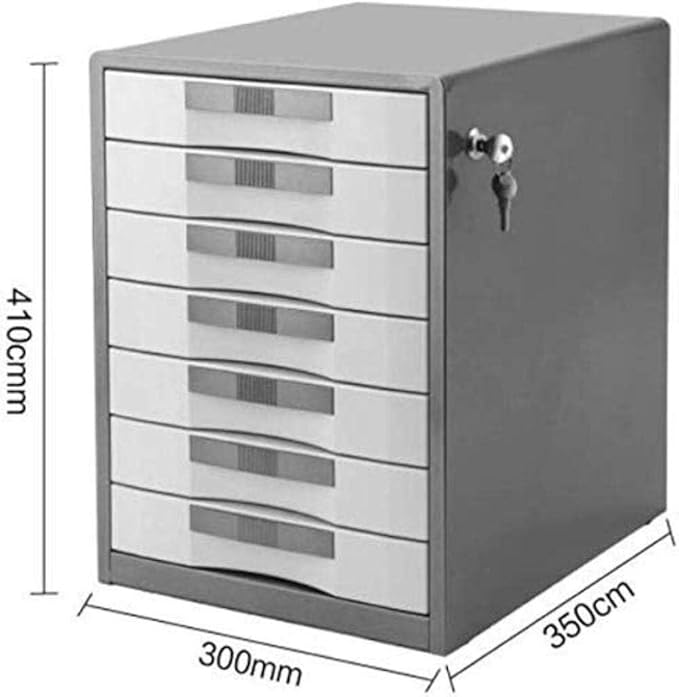 File Cabinet 7 Drawers Desktop Storage Box Home Office Cabinet Desktop Archives Desktop Data Storage File Box (Blue One Size)