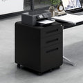 3 Drawer Mobile File Cabinet with Lock Under Desk Metal Filing Cabinet for Home Office Assembled Removable Under Desk Storage with Wheels for A4-Size/Letter-Size/Legal-Size (Black)