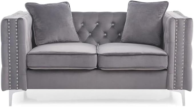 Glory Furniture Paige Velvet Loveseat in Gray
