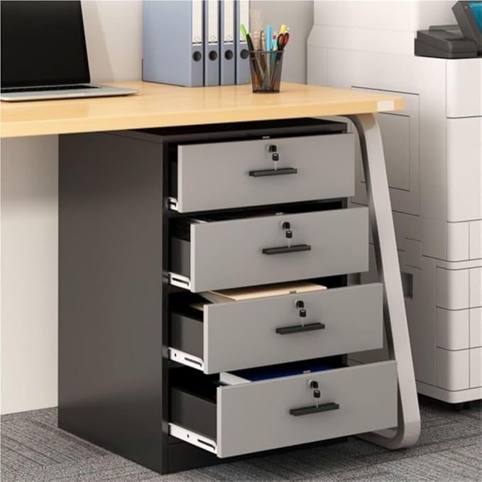 Multi-Layer File Cabinet with Lock Modern and Minimalist Under Desk Storage Multi-Functional Storage Cabinet Filing Cabinets for Home Office(Gray)