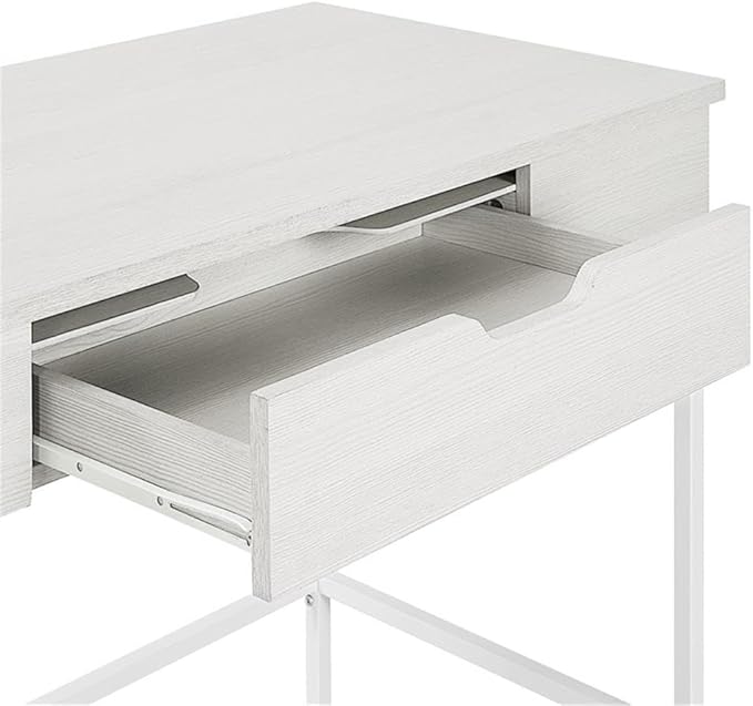 Pemberly Row Worksmart Sit-to-Stand Desk 40 W x 20 D x 31 H White Oak Engineered Wood Adjustable Height with Storage Drawer Modern Steel Frame Home Office or Student Desk