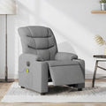 Electric Massage Recliner Chair Light Grey Polyester Fabric Metal Plywood Adjustable Living Room Comfy Relaxation