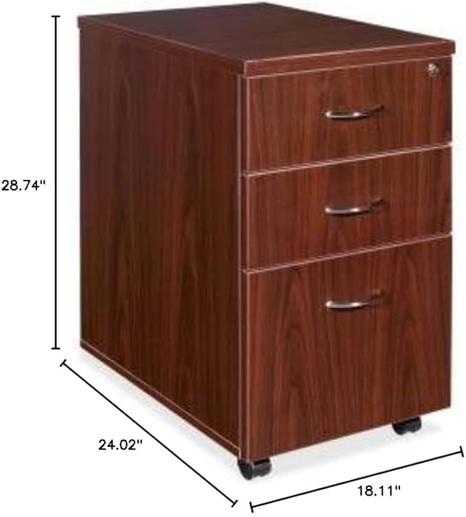 Lorell Mobile Pedestal Box/Box/File 16 by 22 by 28-1/4-Inch Mahogany