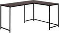 Computer Desk Home Office Corner 58 l L Shape Work Laptop Brown Laminate Black Metal Contemporary Modern