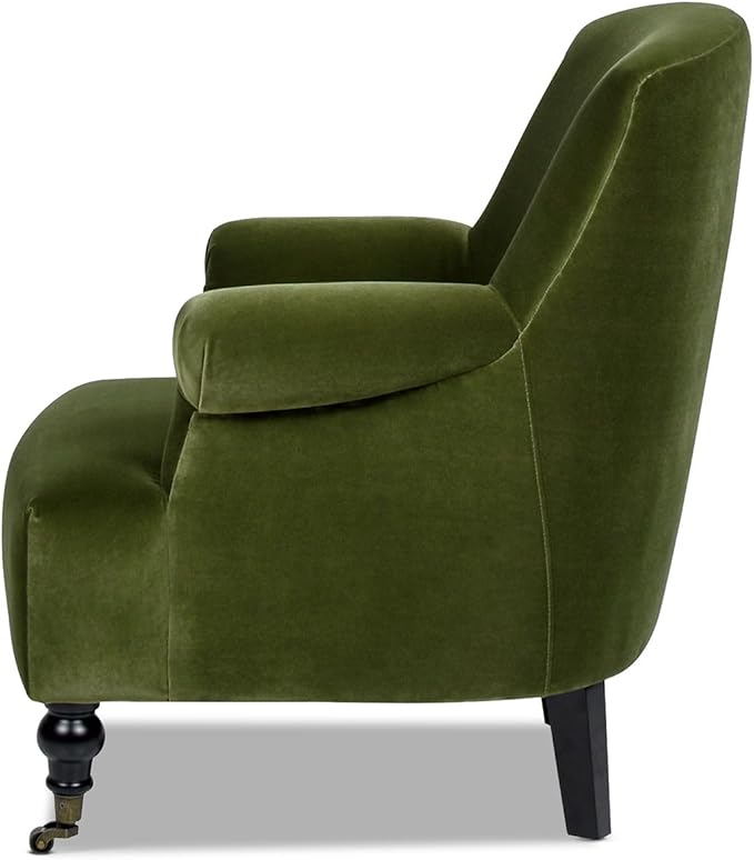 Jennifer Taylor Home Eloise Farmhouse Coastal Pleated Sock Living Room Accent Arm Chair Olive Green Performance Velvet
