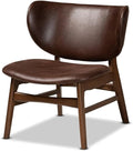 Baxton Studio Marcos Mid-Century Modern Dark Brown Faux Leather Effect and Walnut Brown Finished Wood Living Room Accent Chair