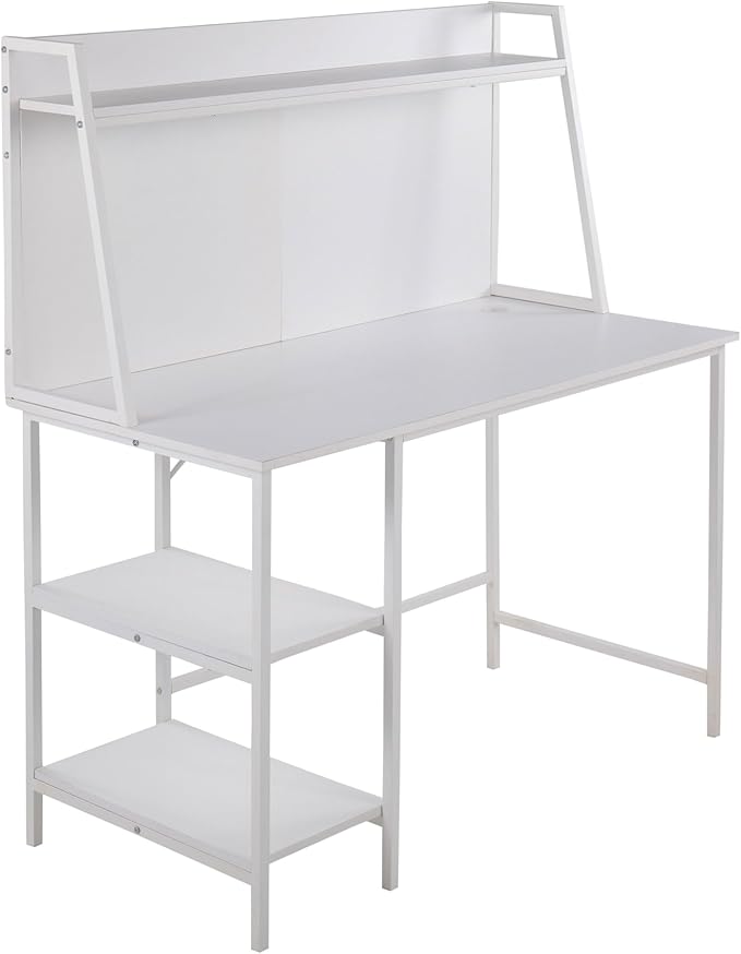 LumiSource Geo Shelf Desk Home Office Desk Computer Desk with Storage Small Desk for Bedroom Gaming Desk Contemporary Desk