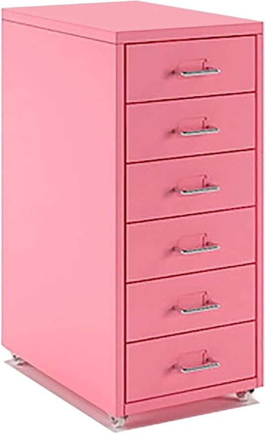 ELEFOCUS File Cabinet 5/6/8Drawer - Filing Kitchen Furniture Storage Cabinets Office Vertical Unit Metal Mobile Display (Size:6Color:Pink)