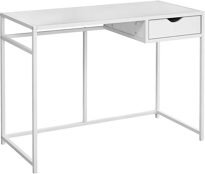 Computer Desk Home Office Laptop Storage Drawer 42 l Work White Laminate White Metal Contemporary Modern