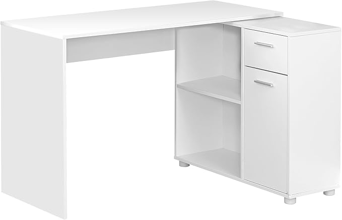 Computer Desk Home Office Corner Storage Drawers 46 l L Shape Work Laptop White Laminate Contemporary Modern