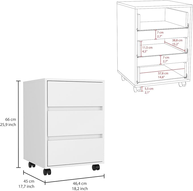 3 Drawer Filing Cabinet: Spacious Storage with Mobility &amp Stylish Design