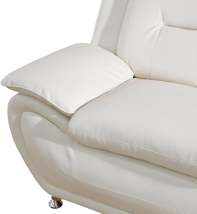 Lounge Comfy Faux Leather Sofa Modern Couch for Small Living Room/Dorm/Bedroom/Office/Apartment for Small Spaces (White Single Seat)