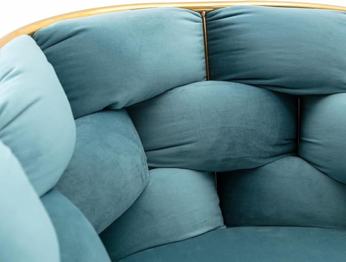 Luxury Modern Simple Leisure Velvet Single Sofa Chair Bedroom Lazy Person Household Dresser Stool Manicure Table Back Chair (Blue + Velvet-1)