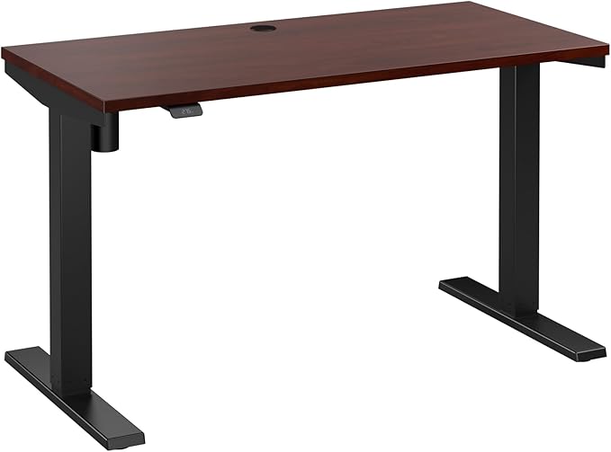 Move 40 Series by Bush Business Furniture 48W x 24D Electric Height Adjustable Standing Desk in Hansen Cherry with Black Base