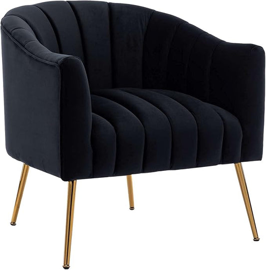 Modern Velvet Tub Chair Armchairs Barrel Accent Dinning Chair with Gold Plated Metal LegsThick Soft Padded Seat for Living Room