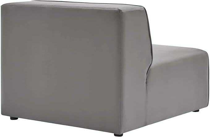 Modway Mingle Vegan Leather Sectional Sofa Armless Chair in Gray