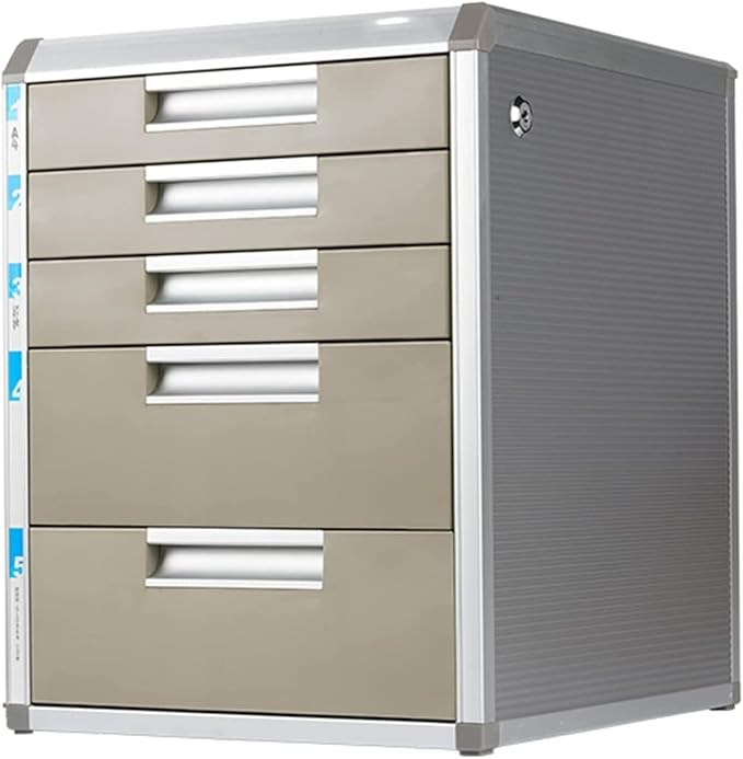 Desktop File CabinetA4 Lockable Aluminum Alloy Storage Organizer BoxOffice Storage Drawer Confidentiality with Lock (5 Drawer)