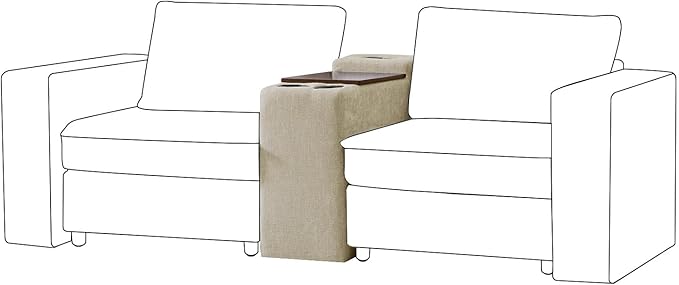 EcoHarbor Living Modular Sofa Center Console with Tabletop &amp Dual Charging Ports Multi-Functional Sectional Organizer tith Cup Holder &amp USB Charger for Customizable Sofa Configurations Beige