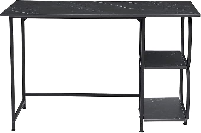 Anivia Gaming Computer Desk Small Home Office Desk with 2 Storage Shelves 47 Writing Desks Industrial Simple Style Wood Table Metal Frame for PC Laptop Notebook（Black） (47-B)