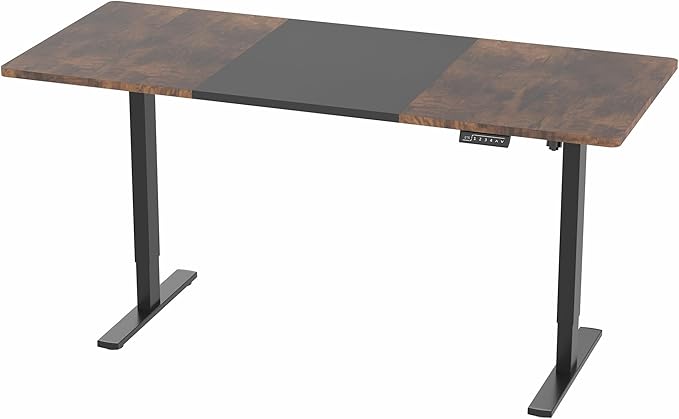VIVO Electric 71 x 30 in Rustic Standing Desk Memory Height Adjustment 1B Series Holds 220 lbs Black and Vintage Brown Top Black Frame DESK-KIT-1B7BN