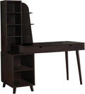 Computer Desk Home Office Laptop Storage Drawers 55 l Work Brown Laminate Solid Wood Legs Transitional