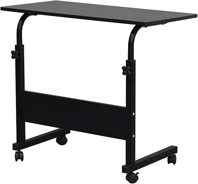 Mobile Computer Desk with Wheels Laptop Desk Rolling Standing Cart Movable Height Adjustable Sit Stand Desk Computer Workstations Home Use Removable Steel Side Table 31.5 x 15.7Black