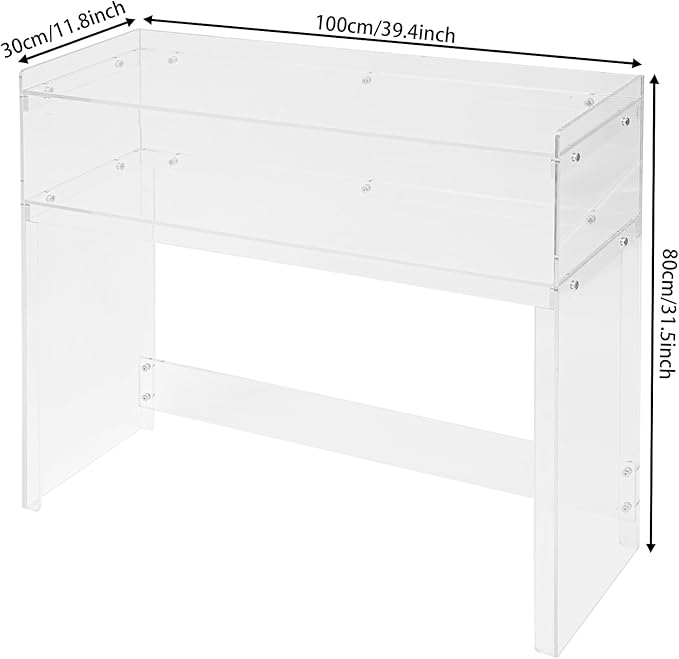 Acrylic Console Table 39.4×11.8×31.5in Laptop Workstation Study Table Modern Home Office Acrylic Console Desk for Living Room Office Entryway Hallway (Transparent)