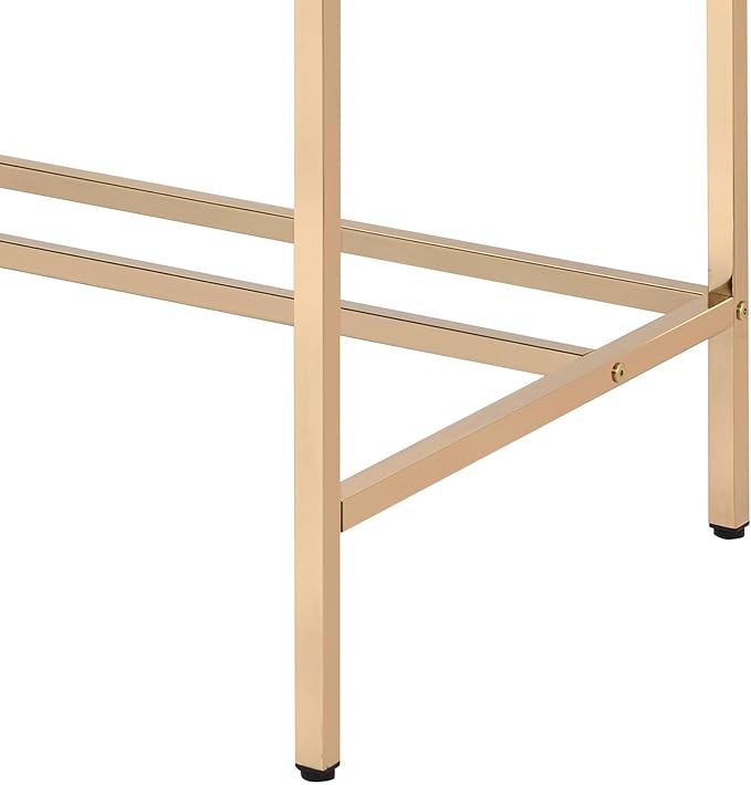 Penau Navy Blue and Gold Writing Desk Modern Office Desk with USB Ports Glossy Finish Rectangular Design 42.5In x 20.5In