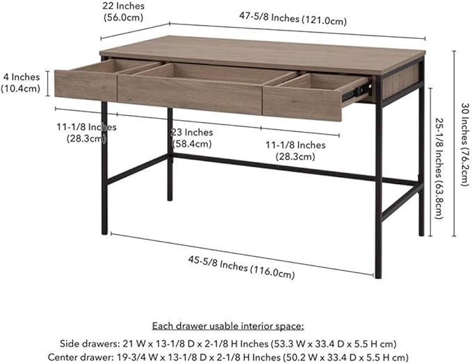 Evans 47.75'' Wide Rectangular Writing Desk in Antiqued Gray Oak