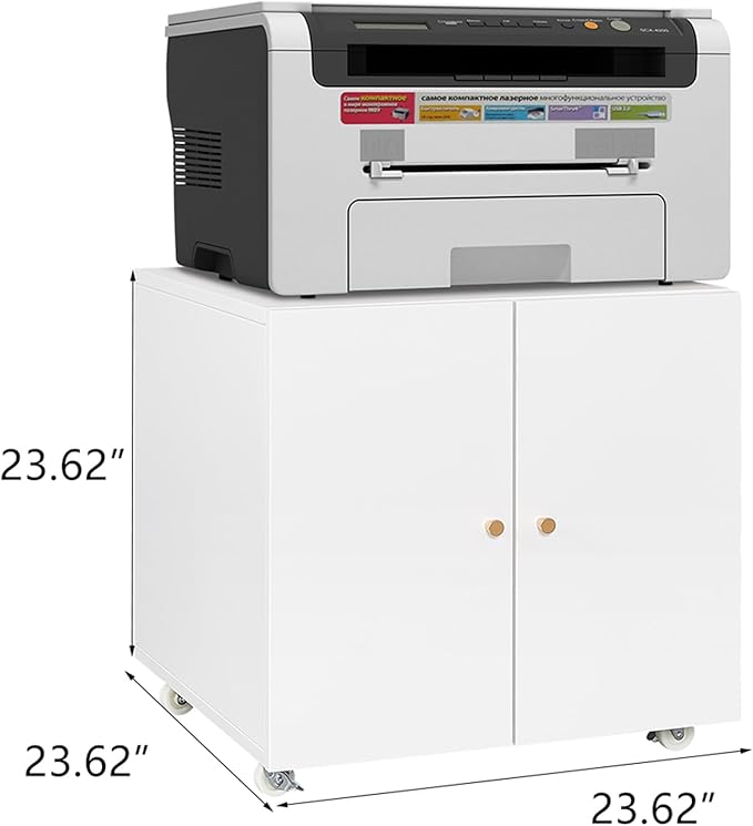 Mobile Lateral File Cabinet Lateral Filing Cabinet Metal Printer Stand with Storage Metal Printer Stand with Wheels and Adjustable Shelf for Home Office Tall White