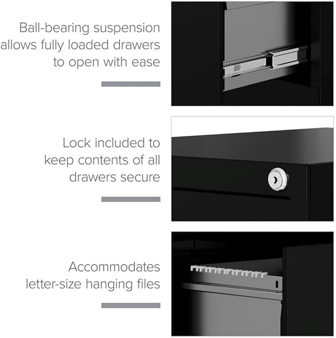 Scranton &amp Co 22 4-Drawer Metal Letter Width Vertical Filing Cabinet in Black Lockable Sturdy Steel Construction Office or Home Use Durable Letter Size File Storage