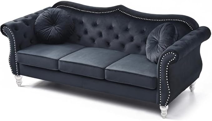 Glory Furniture Hollywood Velvet Sofa in Black