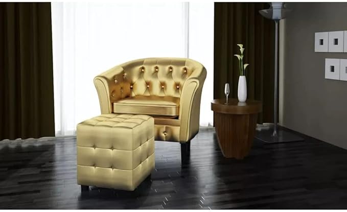 vidaXL Tub Chair with Footstool Armchair Recliner Sleeper Relaxing Sofa TV Chair Living Room Bedroom Office Guest Room Furniture Brown Faux Leather