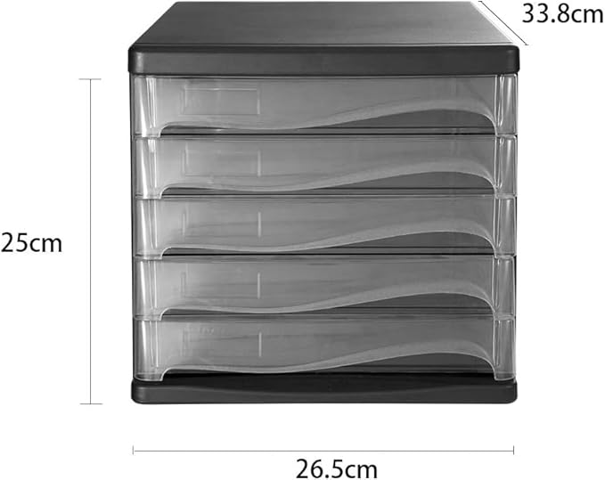 Office Filing Storage File Cabinets 5 Drawers Desktop Plastic File Cabinets Storage Box Home Office Cabinet Desktop Archive Storage Manager Office Supplies (Color:White)