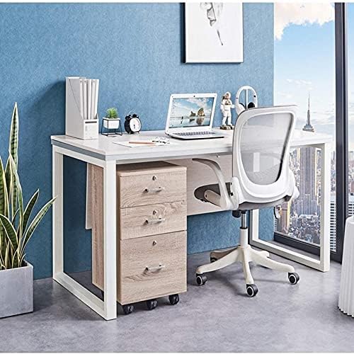 Unknown1 3-Drawer Rolling Wood File Cabinet with Lock Natural Modern Contemporary Mobile