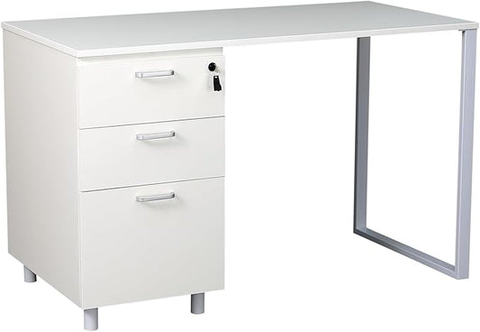 Modern Design Teacher Desk with File Drawer Desk with Locking Drawers by Crafts and Comfort (47 Inch White)