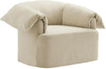 Modway Lark Oversized Accent Chair in Linen Fabric – Upholstered Modern Armchair with Down Blend Cushions – Slipcovered Chair for Living Room or Reading Nook
