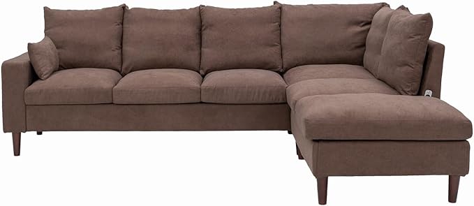 Panana Sectional Sofa Modern Large L Shape Corner Chaise Sofa Sectional Sofa Couch for Apartment Sectional Set with USB Port (Brown 6 Seater Corner with Built in USB Port Chaise)