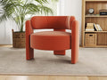 NOBPEINT Mid Century Modern Accent Barrel Chair Round Upholstered Leisure Armchair with Open Back for Living Room Bedroom Apartment Orange