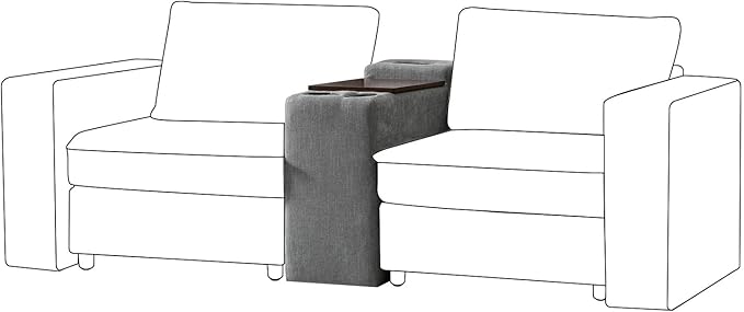 EcoHarbor Living Modular Sofa Center Console with Tabletop &amp Dual Charging Ports Multi-Functional Sectional Organizer tith Cup Holder &amp USB Charger for Customizable Sofa Configurations Grey