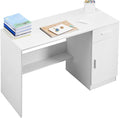 VEVOR Small Desk with Drawer Kids Desk for Bedroom Wooden Simple Study Table for Drawing Reading Writing Rectangle MDF Study Storage Table with Adjustable Shelf for Home Office White