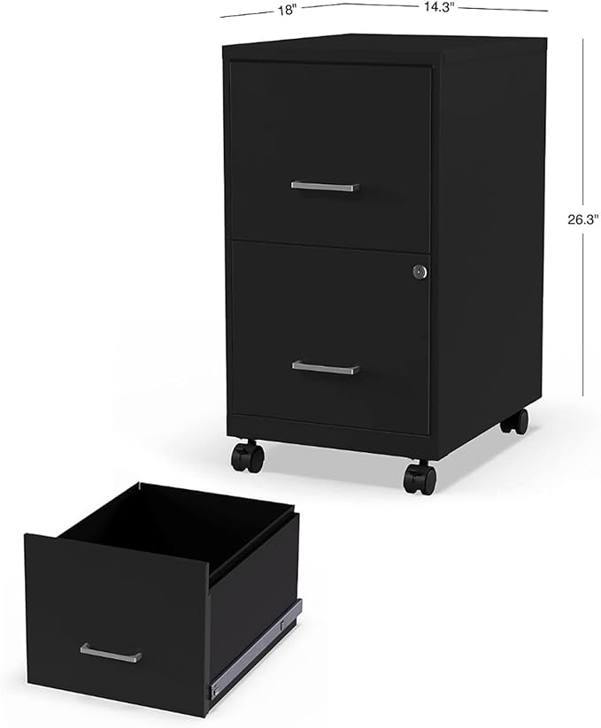 Mobile File Cabinets 2-Drawer Vertical File Cabinets for Letter Size Documents Lockable &amp Mobile Filing (18 D X 14 W 26.3 H)(Gray)