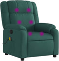 vidaXL Dark Green Reclining Massage Chair with 6 Point Vibration and Adjustable Backrest for Home Theater Living Room Recliner Armchair Fabric Chairs Comfort Modern