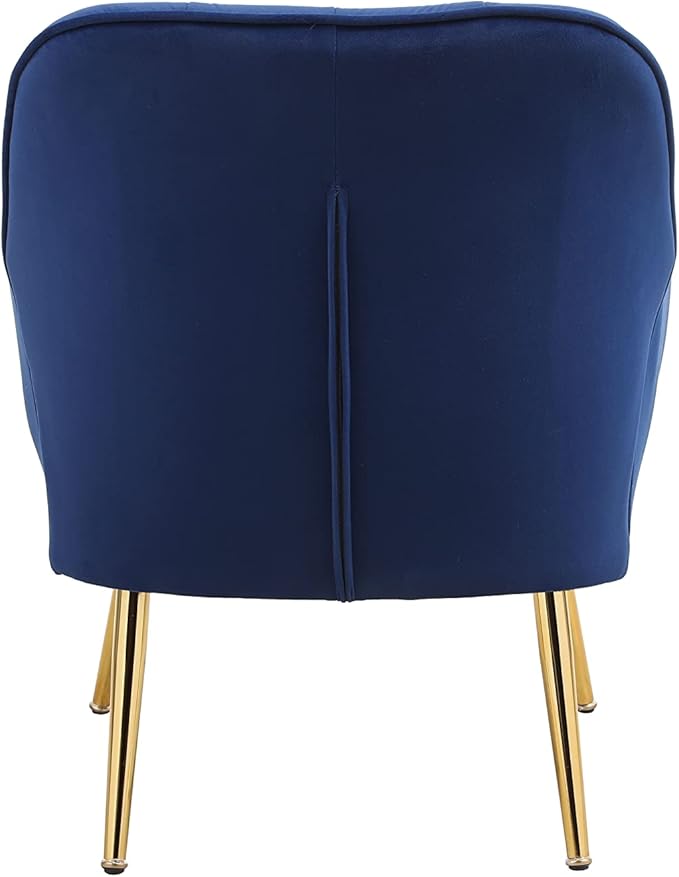 Modern Mid Century Chair Velvet Sherpa Armchair for Living Room Bedroom Office Easy Assemble(Navy)
