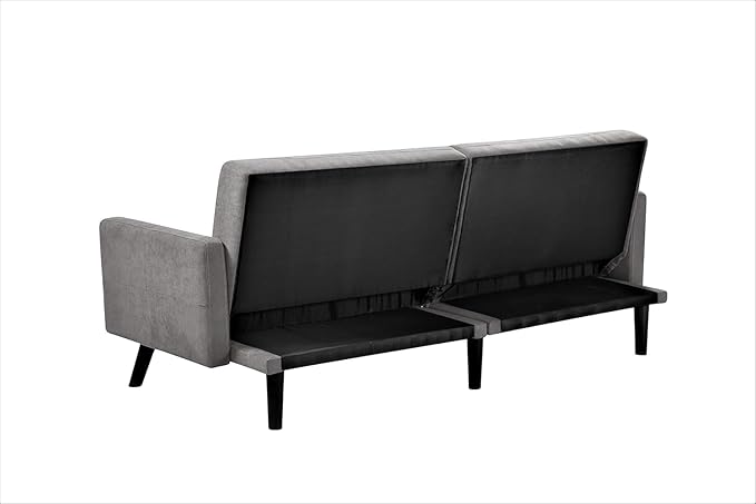 Hasano 79 Sleeper Sofa Bed - Reclining Convertible to Full Bed - Tufted Linen Upholstery Wooden Legs - Space-Saving Sofa Bed(79 L x 33 W x 33 H) Grey