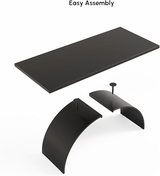 homary 70.9 Industrial Executive Desk Black Top Desk Modern Home Desk with Arched Design Legs for Study Office Home Office