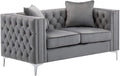 Lilola Home Lorreto Gray Velvet Loveseat